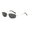 Retro square sunglasses with golden metal frames and dark grey lenses in a minimalist Y2K style - Gold Frame Grey Lens
