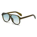 Classic double-bridge aviator sunglasses with gradient blue lenses and green frame - C4 Transparent Green Frame Gradient Green Lens