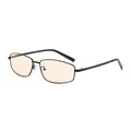 Vintage square metal sunglasses with amber tinted lenses and black frame for Y2K fashion - Black Frame Light Tea Lens