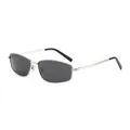 Retro square metal sunglasses with high-quality gold frame and dark polarized lenses - Silver Frame Grey Lens