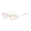 Vintage Y2K square metal sunglasses with light gold frame and tinted brown lenses - Silver Frame Silver Mirrored Lens