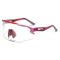Pink gradient sports cycling sunglasses with large transparent windproof lens - Rose Red Frame Clear Lens