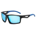 Occhiali da sole polarizzati da ciclismo con montatura nera opaca e lenti a specchio blu - Montatura Nero Opaco Lenti Specchiate Blu
