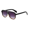 Pilot sunglasses with tortoiseshell lower frame, purple gradient lens, and silver rivets - C7 Black Tortoise Frame Gradient Gray Lens