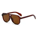 Retro pilot sunglasses with translucent tortoiseshell frames and brown shaded lenses - C8 Full Tea Frame Tea Lens