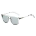 Modern double bridge sunglasses with clear acetate frames and light grey lenses - Light Gray Frame Light Gray Lens