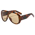 Überdimensionale Sonnenbrille in Schildpatt-Optik mit braunen Gläsern in moderner 3/4-Ansicht - Schildpatt-Rahmen Grau-Tee-Linse