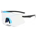 Fashionable photochromic cycling sunglasses with gradient blue lenses and black frame - Black Frame Blue Coating
