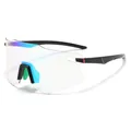 Fashion cycling glasses with photochromic lens and matte black streamlined frame - Black Frame Green Mirror