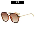 Square tortoise shell sunglasses with brown gradient lenses and gold metal temples C8 - Tortoiseshell Frame Gradient Tea Lens (C8)