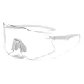 White frame sports cycling glasses with large transparent anti-UV protective lenses - White Frame Photochromic Grey Lens
