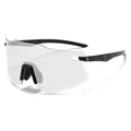 Sport cycling goggles with transparent lens and lightweight black frame for UV protection - Black Frame Light Gray Lens