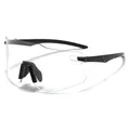 Sport cycling glasses with transparent photochromic lenses and black geometric temples - Black Frame Photochromic Grey Lens