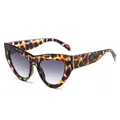 Lunettes de soleil œil-de-chat tendance avec monture écaille colorée et verres dégradés - Standard / Standard monture à fleurs violettes et doubles verres gris