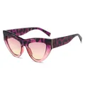 Lunettes de soleil œil de chat avec monture léopard violette et verres dégradés - Standard / Standard léopard violet et monture rose avec verres violet-rose