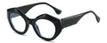 Gafas de sol negras geométricas de gran tamaño con lentes de filtro de luz azul - Marco Negro Brillante Lentes Luz Anti-azul
