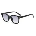 Retro square black frame sunglasses with violet gradient lenses and gold rivets - Black Frame Light Gradient Grey Lens
