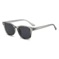 Retro square oversized sunglasses with translucent grey frame and dark grey lenses - Light Grey Frame Grey Lens
