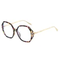 Polygonal tortoise shell sunglasses with oversized frames and slim gold metal temples - Floral Purple Frame Clear Lens / Regular