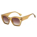 Gafas de sol de ojo de gato ámbar con lentes degradadas marrones y detalles metálicos dorados - Montura Champaña Lente Doble Té