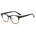 Vintage square sunglasses with black and orange gradient frames and diamond rivets - Black Tea Gradient Frame Anti-Blue Light Lens