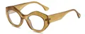 Gafas geométricas TR90 marrón té translúcido con lentes de luz azul y montura hexagonal - Marco Té Mate Lentes Luz Anti-azul