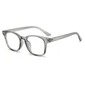 Retro square oversized sunglasses with transparent grey frame and full rim design - Light Gray Frame Anti-Blue Light Lens