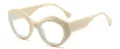 Gafas geométricas blanco crema con montura gruesa y un acabado brillante moderno - Marco Blanco Roto Lentes Luz Anti-azul