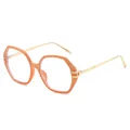 Chic orange geometric sunglasses with gold metal temples and blue light blocking lenses - Orange Frame Clear Lens / Regular