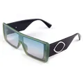 Square fashion sunglasses with translucent green frame and gradient lenses for men and women - C6 Green Frame Gradient Green Lens