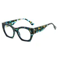 Gafas de sol cat eye con montura de mármol azul y amarillo y detalles de metal oro - Filtro de luz azul / Montura Grano de Piedra Azul Lente Blanca