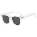 Lunettes de soleil rondes transparentes classiques avec verres gris foncé et rivets - Gris Noir / Transparent