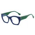 Gafas de sol cat-eye azul y verde con detalles decorativos de metal dorado - Filtro de luz azul / Montura azul oscuro lentes transparentes