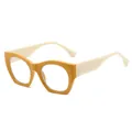 Gafas de ojo de gato en amarillo jengibre y blanco crema con montura de plástico - Filtro de luz azul / Montura Amarilla Lente Clara