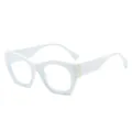 Gafas de sol cat-eye blancas con lentes de luz azul y detalles metálicos dorados - Filtro de luz azul / Montura Blanca Lentes Transparentes