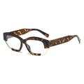 Cat-Eye-Sonnenbrille mit Schildpattmuster, Goldmetallrahmen und Flat-Top-Design - Leopardenrahmen Klare Linse