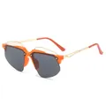 Orange jelly frame sunglasses with gold metal temples and dark grey lenses for women - Orange Frame Grey Lens