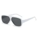 Modern white oversized square aviator sunglasses with gradient grey protective lenses - White Frame Dark Grey Lens