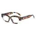 Cat-Eye-Brille mit Schildpatt-Rahmen und goldenem Metallrand im Retro-Polygon-Stil - Gelbe Blumen Weiße Linse
