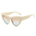 Lunettes de soleil œil de chat à monture blanc crème et verres dégradés orange-bleu - Standard / Standard monture blanc cassé et verres marron bleu