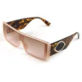 Square beige sunglasses with gradient lenses and tortoise shell wide temples - C5 Pink Frame Gradient Brown Lens