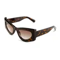 Retro cat-eye sunglasses with tortoiseshell frame and brown gradient lenses for women - Vintage Tortoise Style / Leopard Frame Gradient Tea Lens