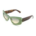 Retro sunglasses with olive green cat-eye frames and stylish tortoiseshell temples - Pink Leopard Pattern / Pink Leopard Frame Tea Pink Lens