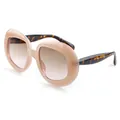 Retro oversized beige zonnebril met schildpadmontuur en gradiënt glazen - Jelly Roze Montuur Thee Roze Lens