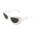 Retro thick frame cat-eye sunglasses in glossy white with dark grey lenses for women - White Frame Dark Grey Lens