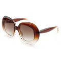 Retro Oversize-Sonnenbrille mit braunem Farbverlauf im Rahmen und Gläsern für Sonnenschutz - Tee Verlaufsrahmen Tee Verlaufsgläser