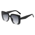 Klassische schwarze quadratische Übergroße Sonnenbrille mit grauen Verlaufsgläsern - C1 Schwarzer Rahmen Grau Farbverlauf Glas