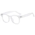 Lunettes de soleil carrées transparentes avec rivets métalliques et verres clairs - Anti-lumière bleue / Transparent