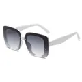 Square white frame sunglasses with gradient grey lenses and silver stud accents - C7 White/Black Frame Gradient Gray Lens