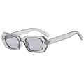 Polygonale transparent graue Sonnenbrille mit Nietendetails und UV400-Schutzgläsern - Durchscheinender grauer Rahmen Graues Glas